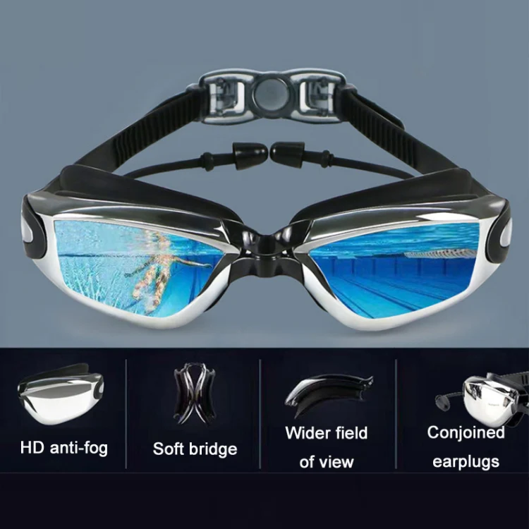 HAIZID Children HD Anti-fog Waterproof Myopia Swimming Goggles, Color: Plating Black - Image 5