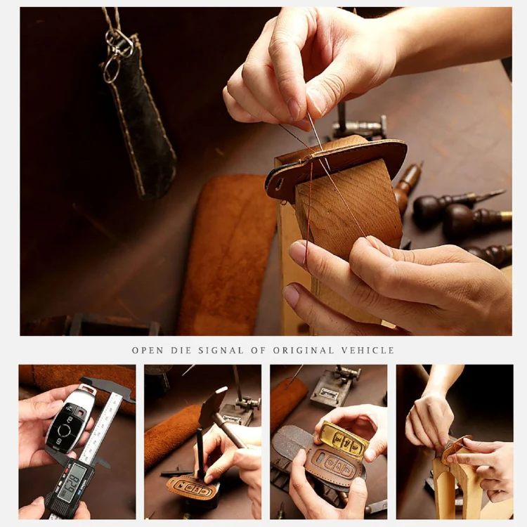 Hallmo Car Cowhide Leather Key Protective Cover Key Case for Tesla Model X B Style(Brown) - Image 7
