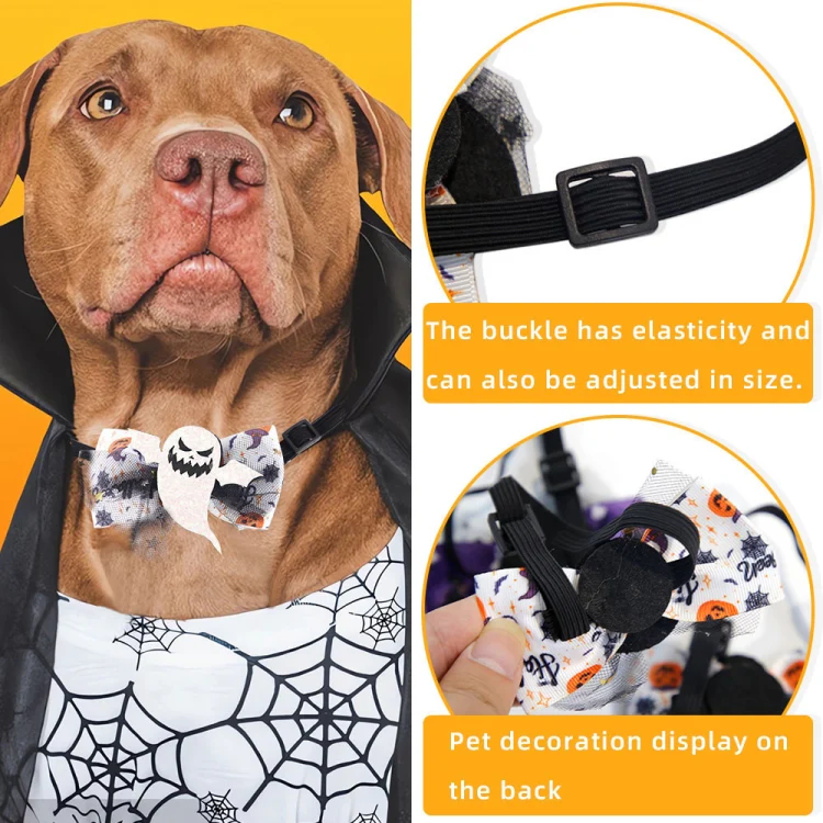 Halloween Pet Cartoon Decorative Bow Tie Adjustable Elastic Rope Collar, Color: Bow Evil - Image 5