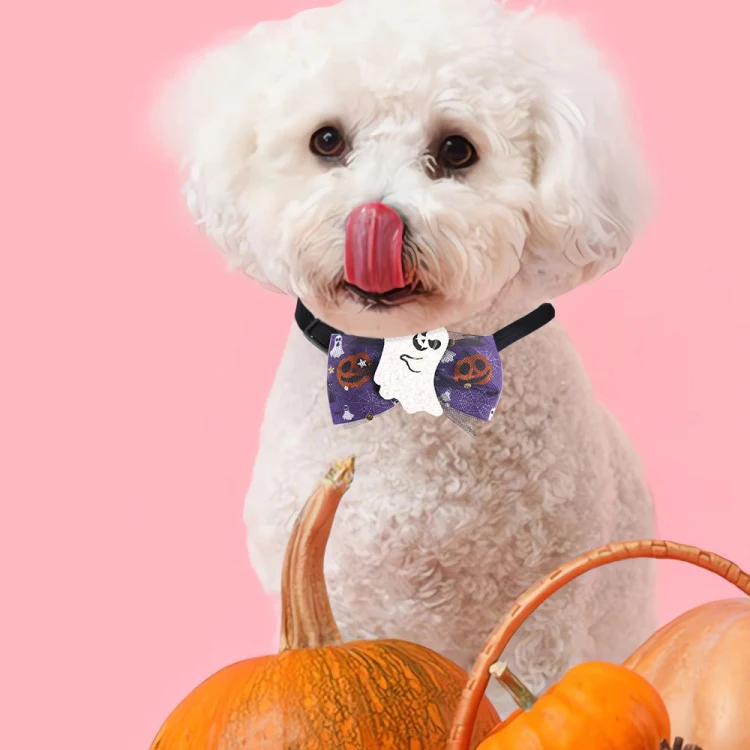 Halloween Pet Cartoon Decorative Bow Tie Adjustable Elastic Rope Collar, Color: Skeleton Candy Bag - Image 7