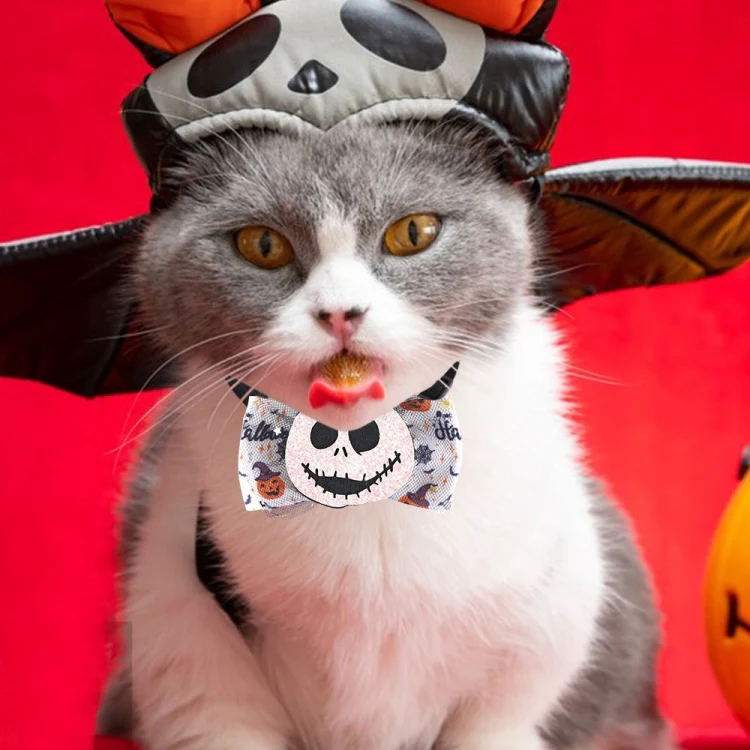 Halloween Pet Cartoon Decorative Bow Tie Adjustable Elastic Rope Collar, Color: Smile Ghost - Image 6