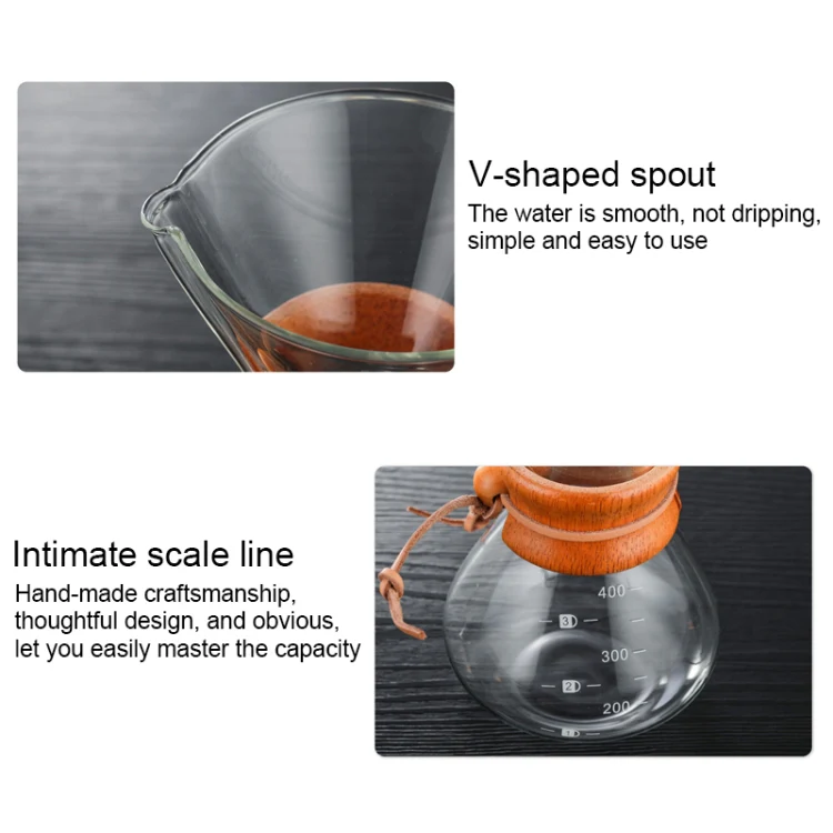 Hand Coffee Pot High Temperature Resistant 400ml Glass Coffee Pot, Style:Pot With Strainer - Image 5