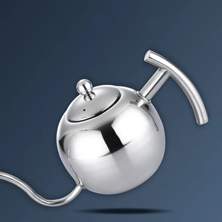 Hand Flush Pot Mocha Coffee Pot Stainless Steel Coffee Pot European Style Stainless Steel Teapot With Strainer, Capacity: 1L(Silver) - Image 2