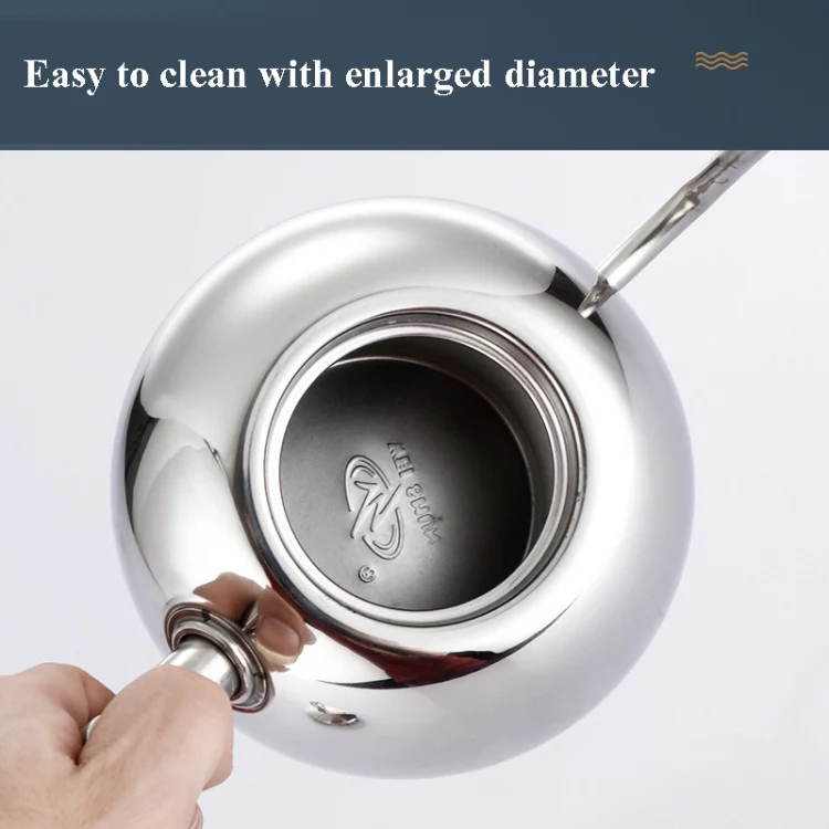 Hand Flush Pot Mocha Coffee Pot Stainless Steel Coffee Pot European Style Stainless Steel Teapot With Strainer, Capacity: 1L(Silver) - Image 4