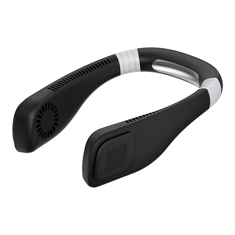Hand Free Mini USB Neck Fan - Rechargeable Portable Headphone Design Wearable Neckband Fan, 3 Level Air Flow, 360 Degree Free Rotation Perfect for Sports, Office and Outdoor(Black)