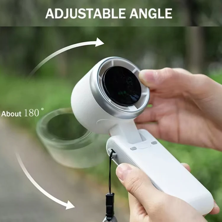 Hand-held Folding Turbo Fan Hanging Neck & Desktop Dual-use 5 Gear Adjustable with Digital Display(Light Green) - Image 7