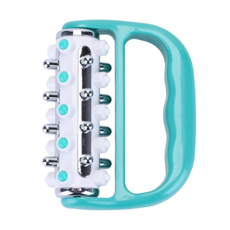 Handheld Curved Five-row Iron Column Roller Soothing Massager(Green)