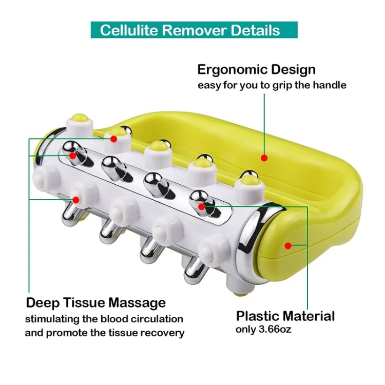 Handheld Curved Five-row Iron Column Roller Soothing Massager(Green) - Image 3