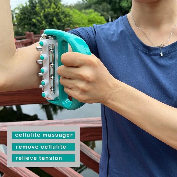 Handheld Curved Five-row Iron Column Roller Soothing Massager(Yellow) - Image 6