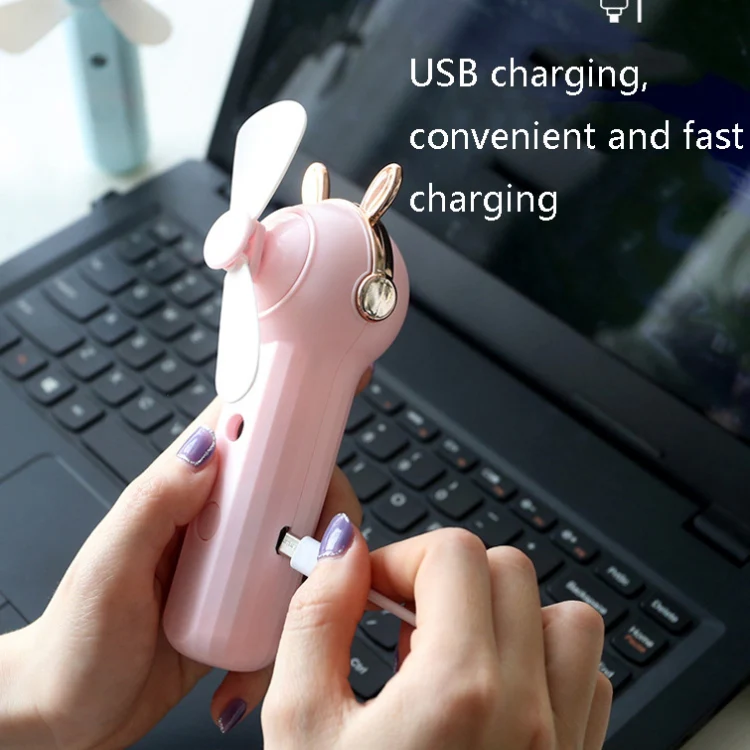 Handheld Hydrating Device Chargeable Fan Mini USB Charging Spray Humidification Small Fan(M10 Blue Kitten) - Image 3