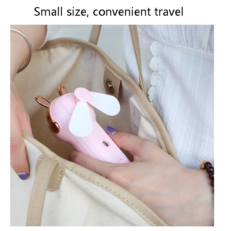 Handheld Hydrating Device Chargeable Fan Mini USB Charging Spray Humidification Small Fan(M10 Blue Kitten) - Image 5