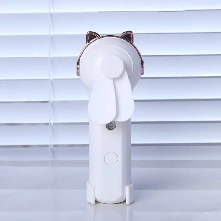 Handheld Hydrating Device Chargeable Fan Mini USB Charging Spray Humidification Small Fan(M10 White Kitten)