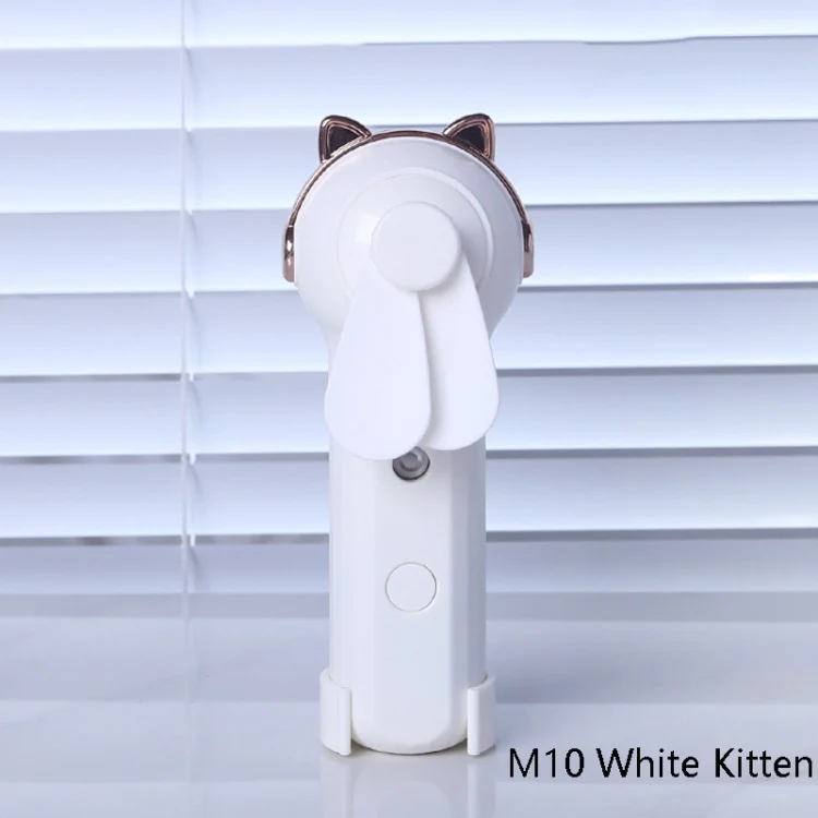 Handheld Hydrating Device Chargeable Fan Mini USB Charging Spray Humidification Small Fan(M10 White Kitten) - Image 2