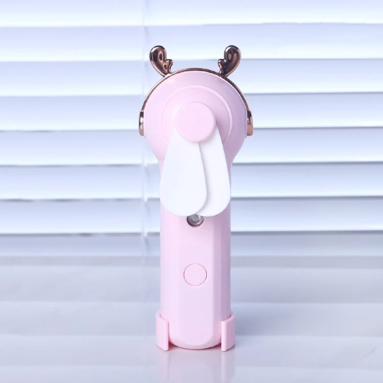 Handheld Hydrating Device Chargeable Fan Mini USB Charging Spray Humidification Small Fan(M11 Pink Deer)