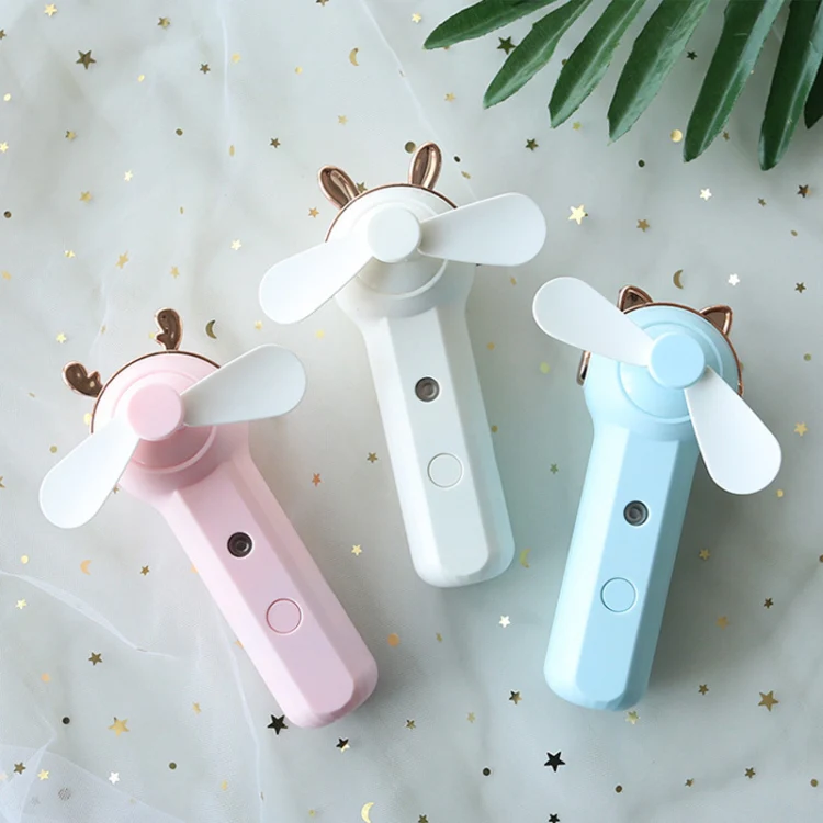 Handheld Hydrating Device Chargeable Fan Mini USB Charging Spray Humidification Small Fan(M11 Pink Deer) - Image 6
