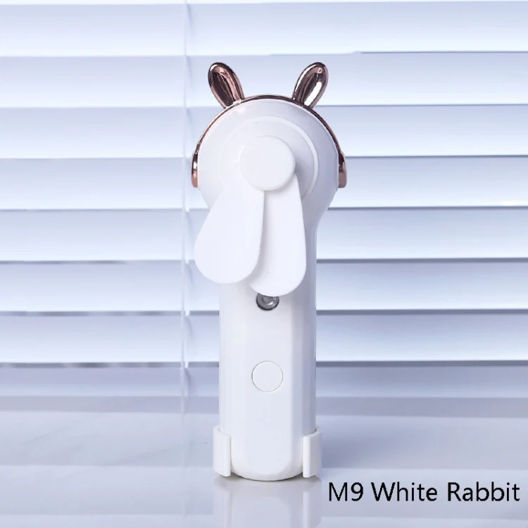 Handheld Hydrating Device Chargeable Fan Mini USB Charging Spray Humidification Small Fan(M9 White Rabbit) - Image 2