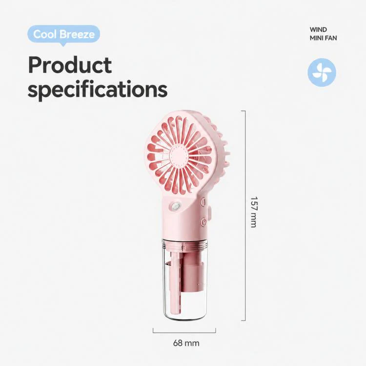 Handheld Misting Fan Portable Water Spray Fan Type-C Rechargeable Mini Personal Face Mister Fan(F3 Black) - Image 11