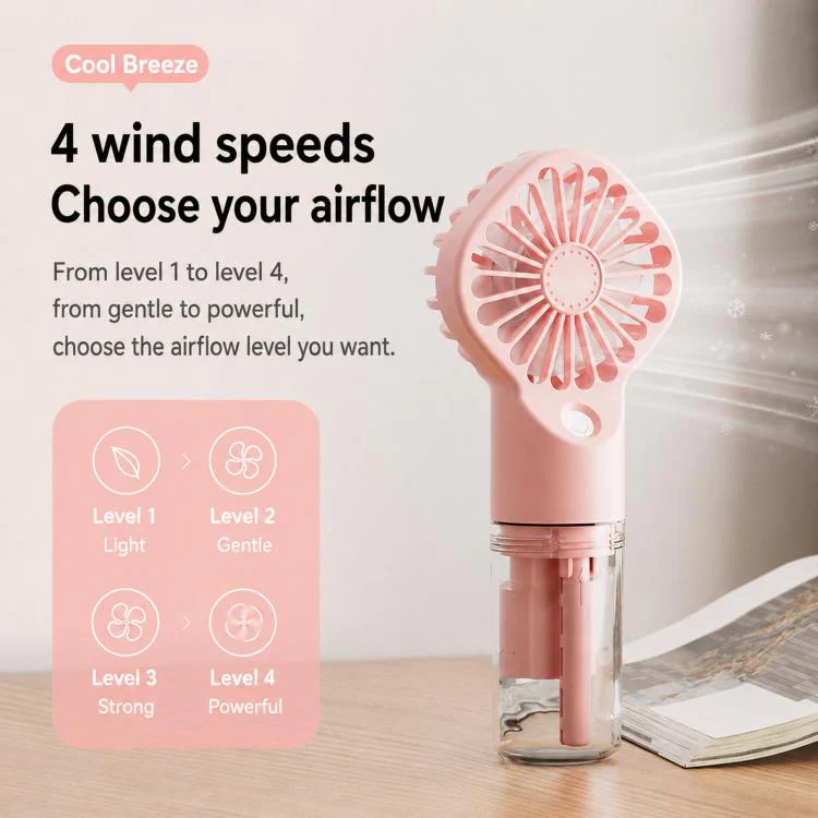 Handheld Misting Fan Portable Water Spray Fan Type-C Rechargeable Mini Personal Face Mister Fan(F3 Black) - Image 6