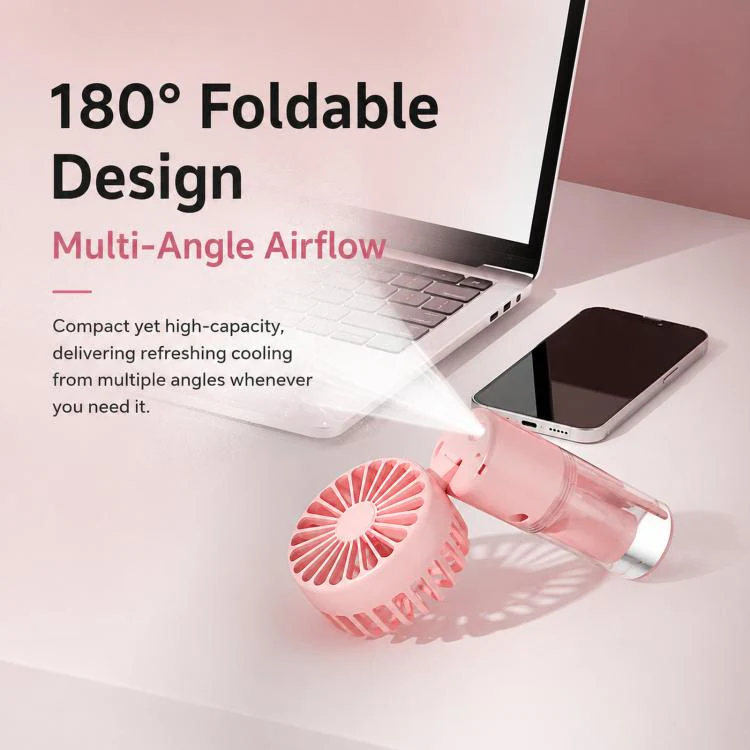 Handheld Misting Fan with Neck Strap 180 Degree Foldable Portable Water Spray Fan Type-C Rechargeable Mini Personal Face Mister Fan(F2 Green) - Image 6