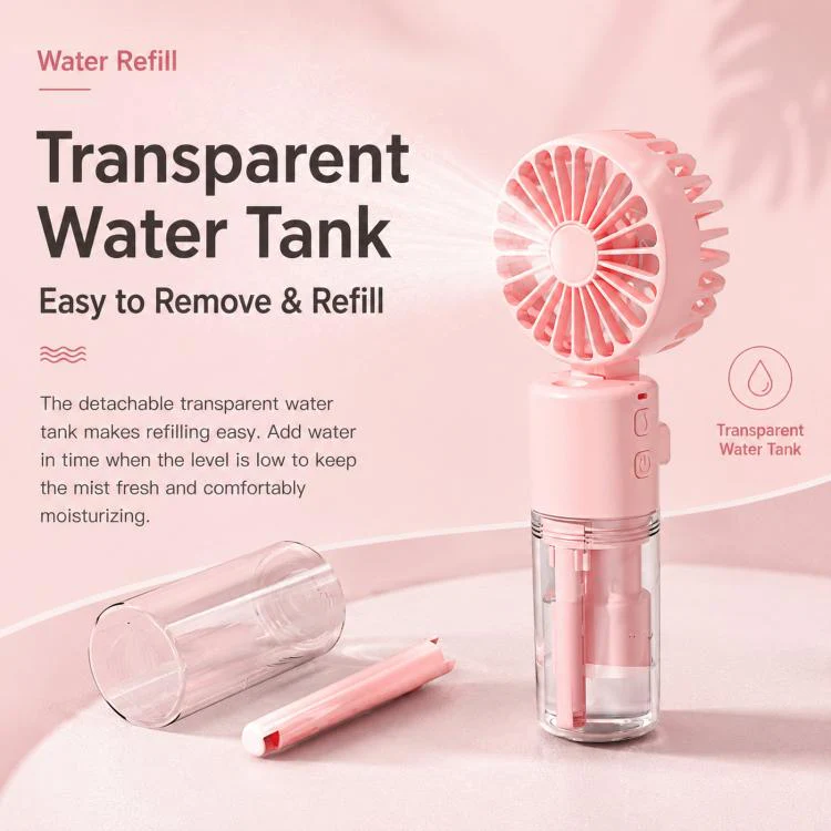 Handheld Misting Fan with Neck Strap 180 Degree Foldable Portable Water Spray Fan Type-C Rechargeable Mini Personal Face Mister Fan(F2 Green) - Image 7