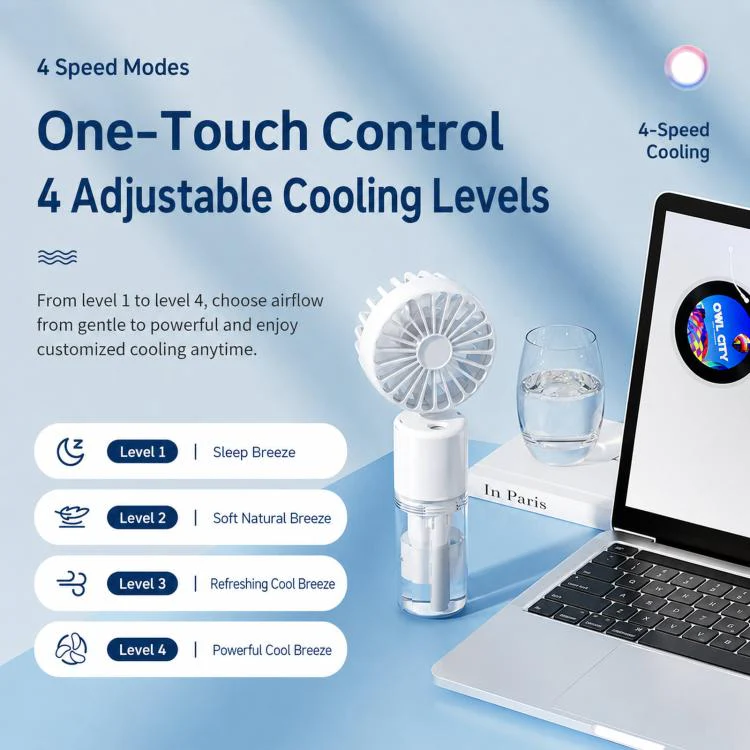 Handheld Misting Fan with Neck Strap 180 Degree Foldable Portable Water Spray Fan Type-C Rechargeable Mini Personal Face Mister Fan(F2 Green) - Image 9