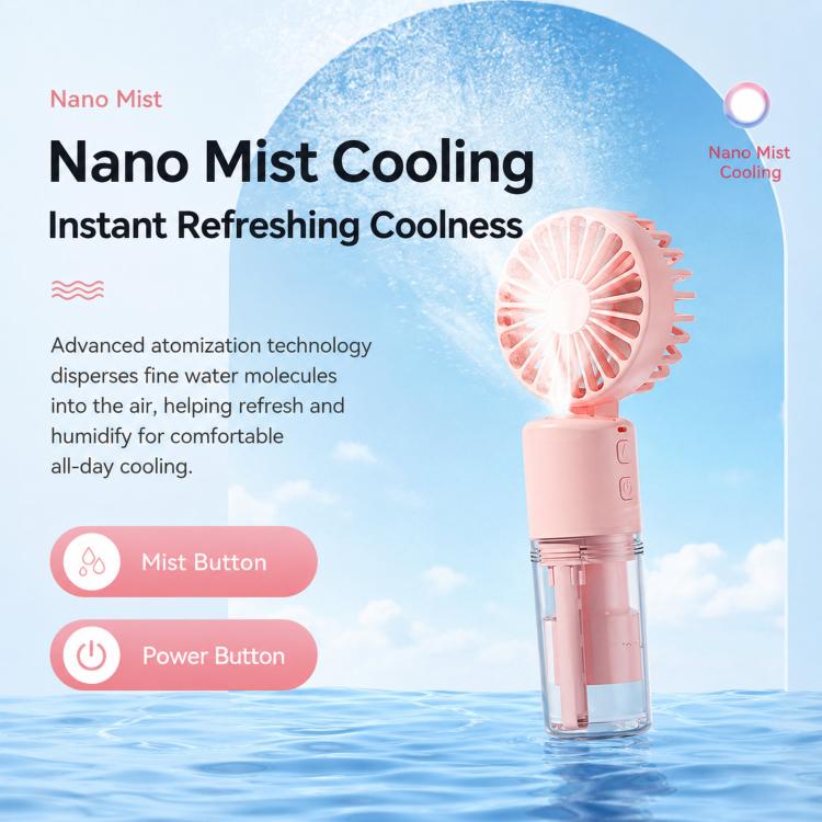 Handheld Misting Fan with Neck Strap 180 Degree Foldable Portable Water Spray Fan Type-C Rechargeable Mini Personal Face Mister Fan(F2 Pink) - Image 5