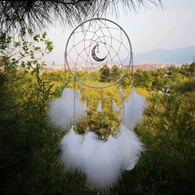Handmade Decorative Dream Catcher Wall Hanging Dreamcatcher Feather Crafts Kids Stuff Wall Room Decor(white) - Image 6