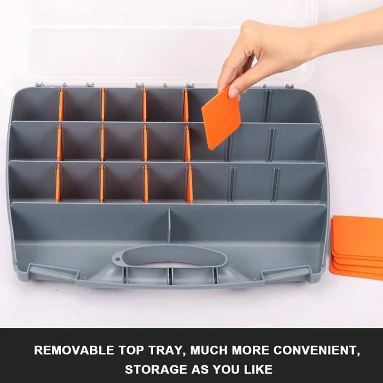Hardware Tool Storage Box With Handle Adjustable Compartment Miscellaneous Box(Orange) - Image 2