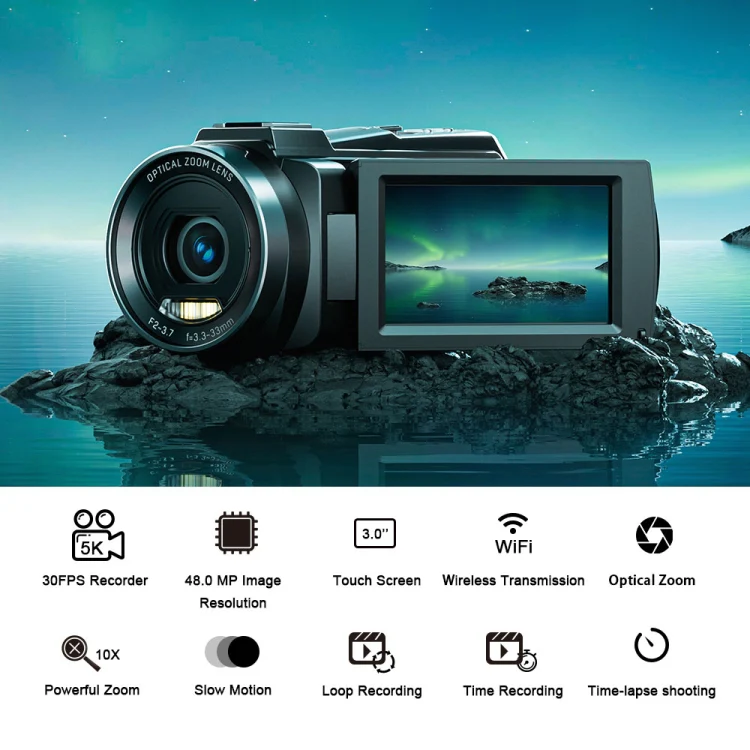 HDV265K 5K 30FPS 3.0-Inch HD Digital 3X Optical Zoom Outdoor Sports DV Camera UK Plug(Black) - Image 5