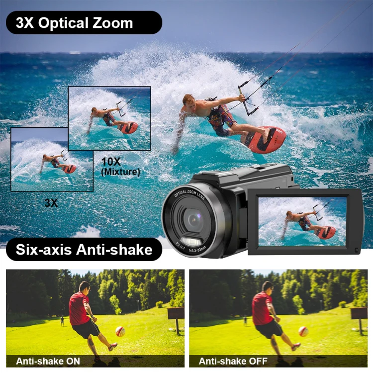 HDV265K 5K 30FPS 3.0-Inch HD Digital 3X Optical Zoom Outdoor Sports DV Camera UK Plug(Black) - Image 7