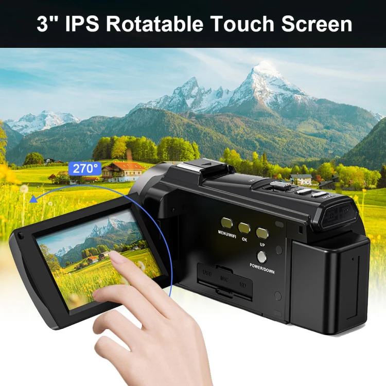 HDV265K 5K 30FPS 3.0-Inch HD Digital 3X Optical Zoom Outdoor Sports DV Camera US Plug(Black) - Image 8