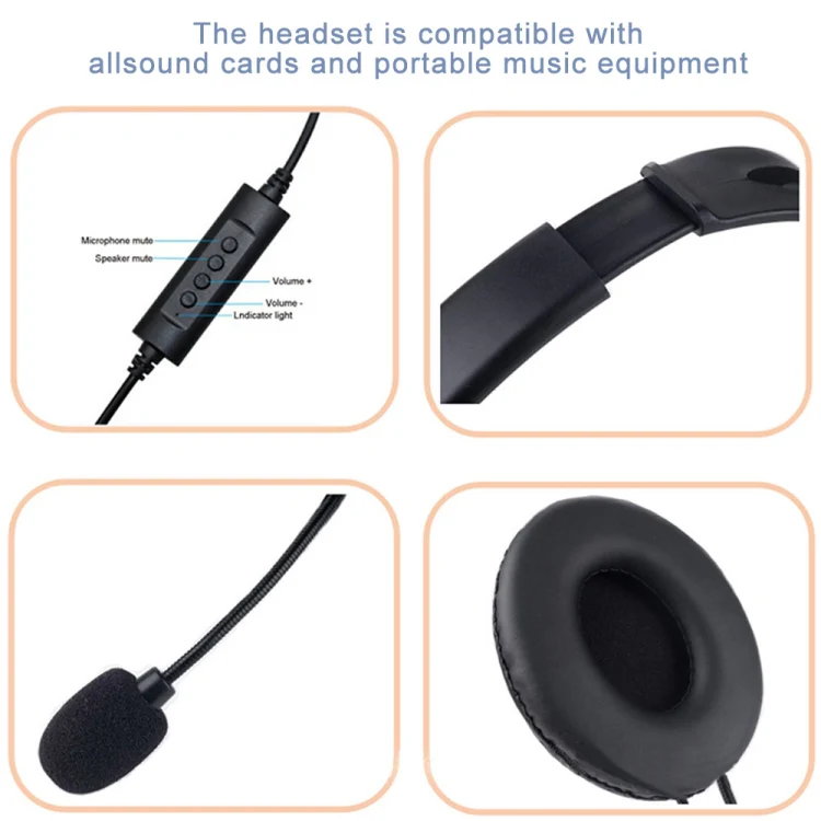 Head-Mounted Wired Headset With Microphone, Style: GAE-440 B - Image 6