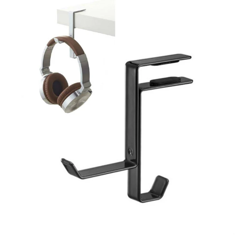 Headphone Stand Desktop Headset Hook Metal Bag Hanger, Color:Black