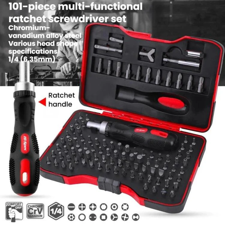 Hi-Spec 101pcs / set Chrome Vanadium Steel Screwdriver Bit Set, Slotted Phillips Hex Flower Screwdriver Bits - Image 2