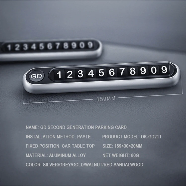 Hidden Number Metal Car Temporary Parking Number Plate Parking Card (Grey) - Image 13