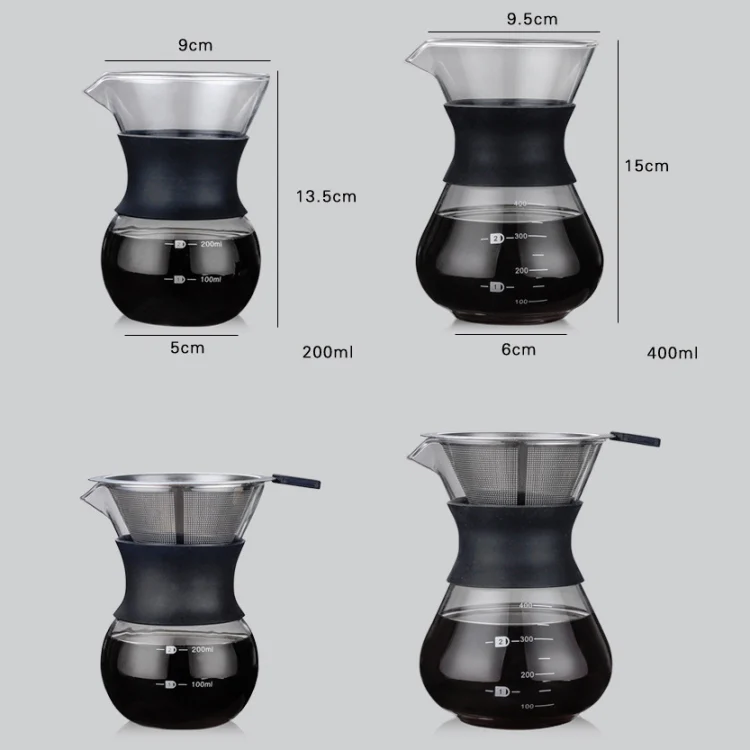 High Temperature Resistant Coffee Maker, Capacity:400ml, Style:With Strainer - Image 6