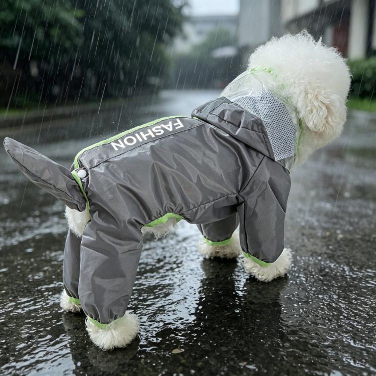 Hipipet Color Block Raincoat For Medium & Small Dogs With Traction Design Frosted Edged Transparent Pet Rain Jacket With Tail Cover, Size: M(Green)