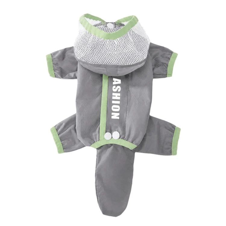 Hipipet Color Block Raincoat For Medium & Small Dogs With Traction Design Frosted Edged Transparent Pet Rain Jacket With Tail Cover, Size: M(Green) - Image 2