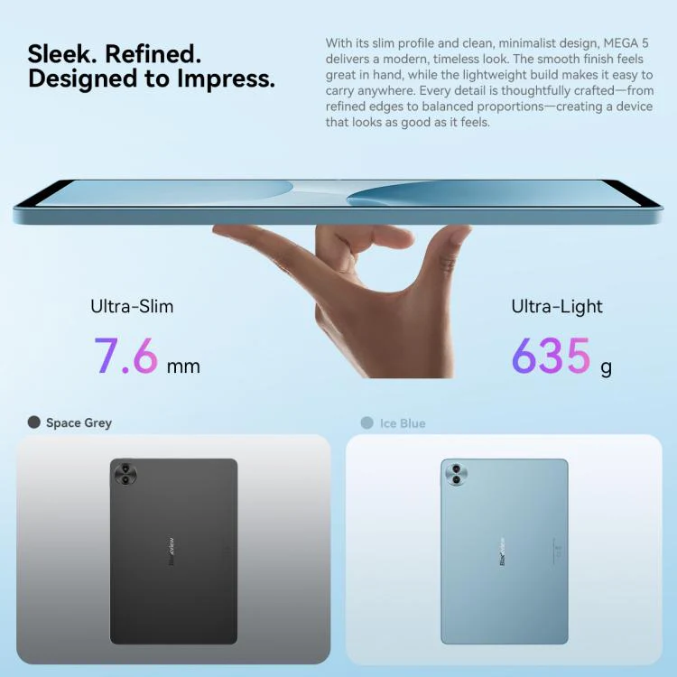 [HK Warehouse] Blackview MEGA 5 Tablet PC, 12GB+256GB, 12.2 inch Android 16 Unisoc T7300 Octa Core, Network: 4G, Global Version with Google Play (Blue) - Image 10