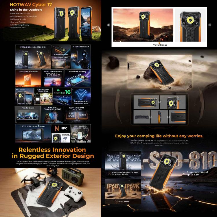 [HK Warehouse] HOTWAV Cyber 17 Rugged Phone, 6GB+128GB, 6.75 inch Android 16 Unisoc T7250 UMS9230E Octa Core, Network: 4G, NFC, OTG (Blue) - Image 5