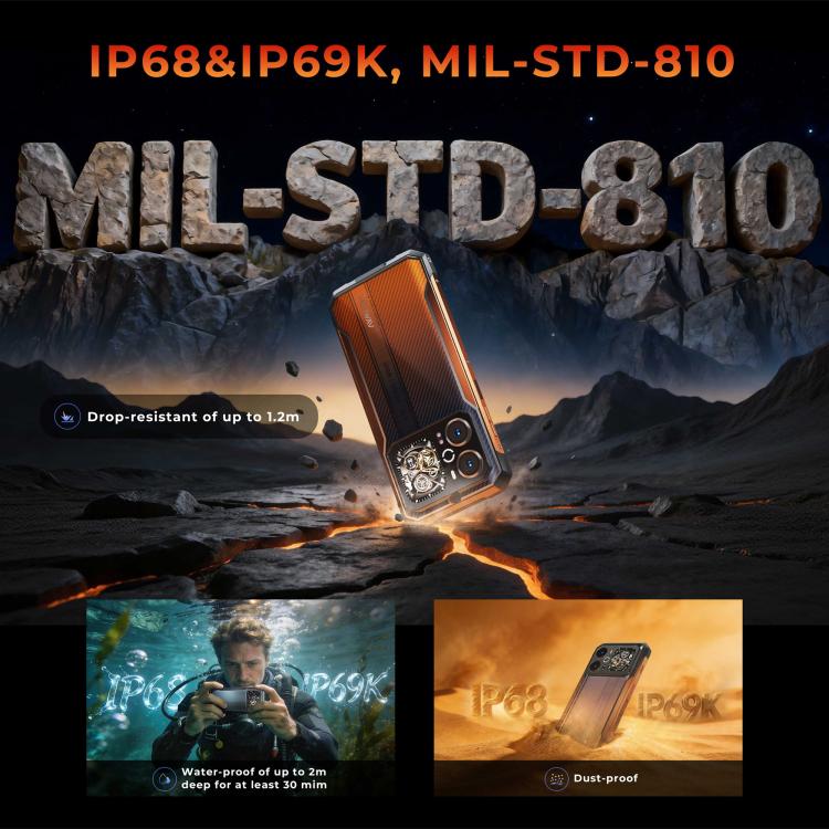 [HK Warehouse] HOTWAV Cyber 18 Rugged Phone, 8GB+256GB, 6.75 inch Android 16 Unisoc T7250 UMS9230E Octa Core, Network: 4G, NFC, OTG (Orange) - Image 6