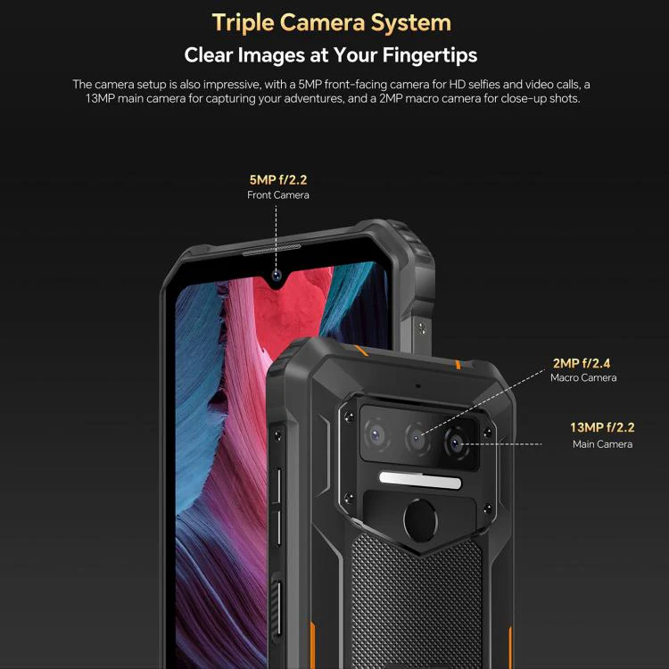 [HK Warehouse] Oukitel WP23 Plus Rugged Phone, 4GB+128GB, 6.52 inch Android 14.0Unisoc T606 Octa-core, NFC, OTG, Network: 4G (Black) - Image 12