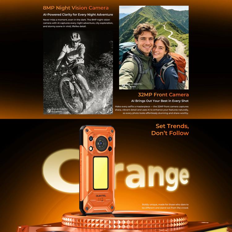 [HK Warehouse] Oukitel WP500 Rugged Phone, 12GB+1TB, 108MP Camera, Night Vision, Fingerprint Identification, 6.78 inch Android 16 MTK Dimensity 8300 Octa Core, NFC, OTG, Network: 5G (Black) - Image 10