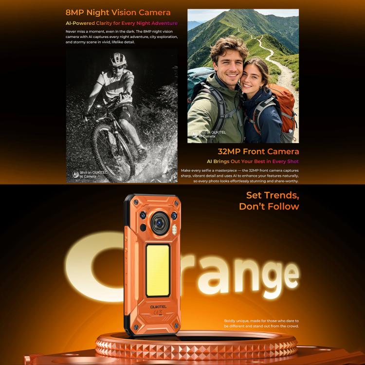 [HK Warehouse] Oukitel WP500 Ultra Rugged Phone, Thermal Imaging, 12GB+1TB, 108MP Camera, Fingerprint Identification, 6.78 inch Android 16 MTK Dimensity 8300 Octa Core, NFC, OTG, Network: 5G (Orange) - Image 12