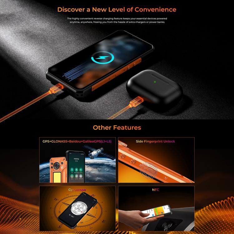 [HK Warehouse] Oukitel WP500 Ultra Rugged Phone, Thermal Imaging, 12GB+1TB, 108MP Camera, Fingerprint Identification, 6.78 inch Android 16 MTK Dimensity 8300 Octa Core, NFC, OTG, Network: 5G (Orange) - Image 16