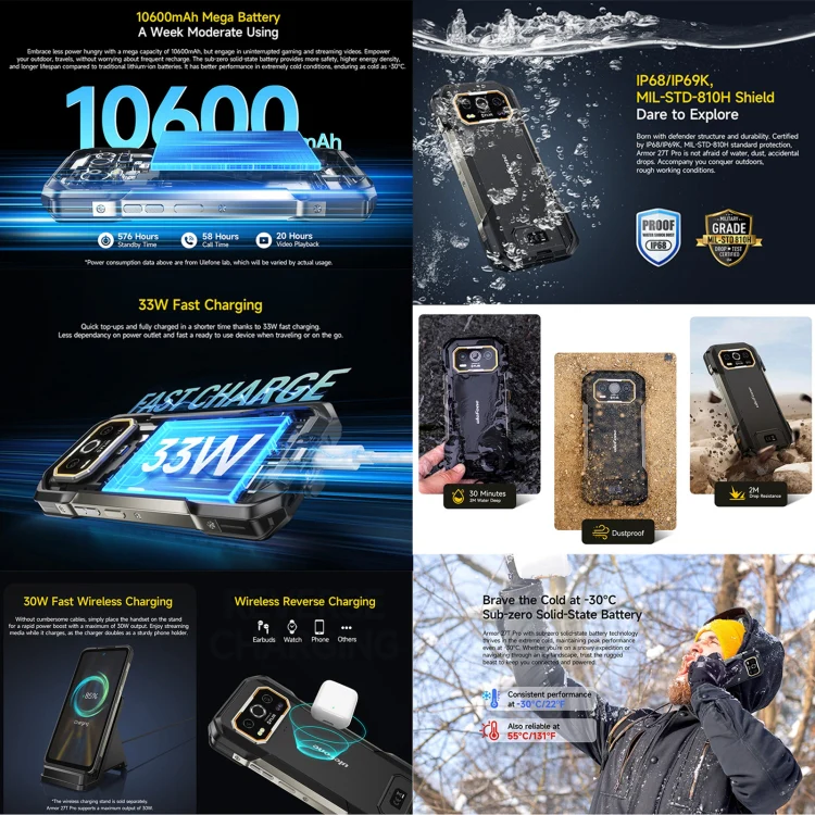 [HK Warehouse] Ulefone Armor 27T Pro Rugged Phone, Thermal Imaging, 12GB+256GB, Night Vision, 10600mAh, 6.78 inch Android 15 MediaTek Dimensity 6300 Octa Core, Network: 5G, NFC (Black) - Image 7