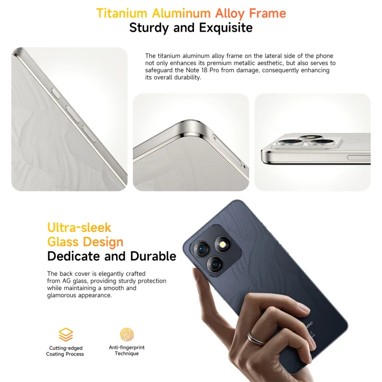 [HK Warehouse] Ulefone Note 18 Pro, 6GB+256GB, Face ID & Side Fingerprint, 6.78 inch Android 14 MediaTek Helio G91 MTK6769 Octa Core, Network: 4G, Dual SIM, OTG, NFC (Lustrous Black) - Image 10