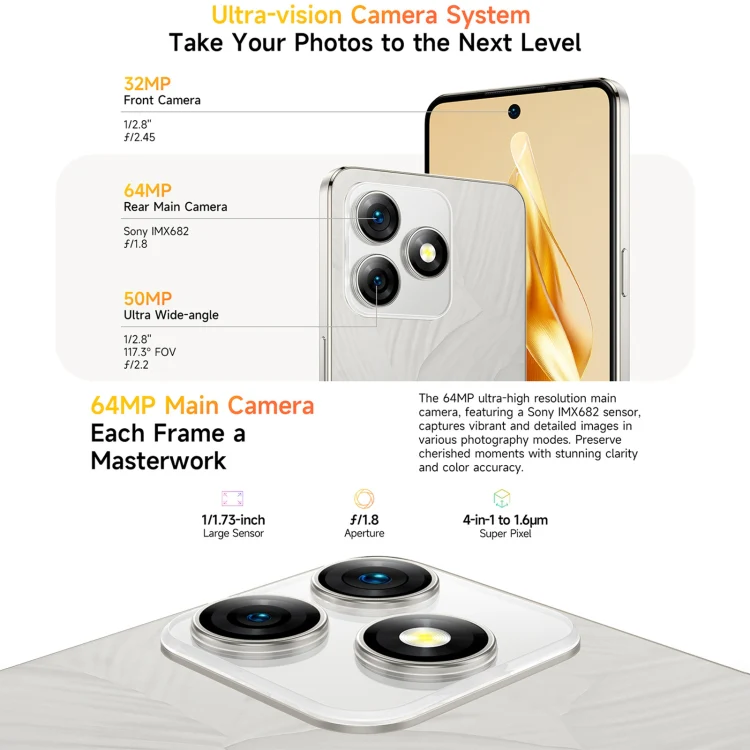 [HK Warehouse] Ulefone Note 18 Pro, 6GB+256GB, Face ID & Side Fingerprint, 6.78 inch Android 14 MediaTek Helio G91 MTK6769 Octa Core, Network: 4G, Dual SIM, OTG, NFC (Lustrous Black) - Image 11