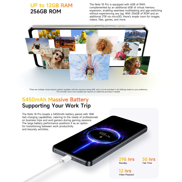 [HK Warehouse] Ulefone Note 18 Pro, 6GB+256GB, Face ID & Side Fingerprint, 6.78 inch Android 14 MediaTek Helio G91 MTK6769 Octa Core, Network: 4G, Dual SIM, OTG, NFC (Lustrous Black) - Image 16