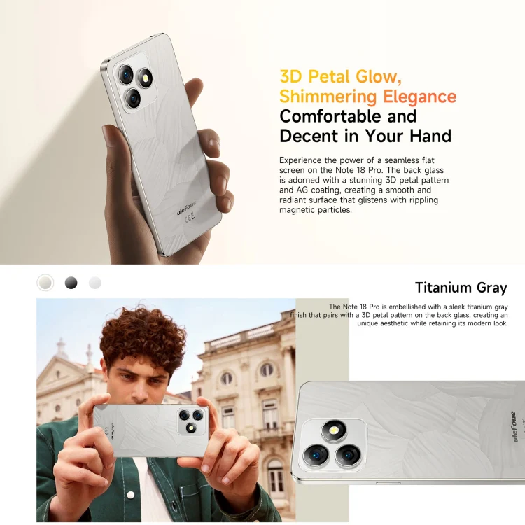 [HK Warehouse] Ulefone Note 18 Pro, 6GB+256GB, Face ID & Side Fingerprint, 6.78 inch Android 14 MediaTek Helio G91 MTK6769 Octa Core, Network: 4G, Dual SIM, OTG, NFC (Lustrous Black) - Image 8